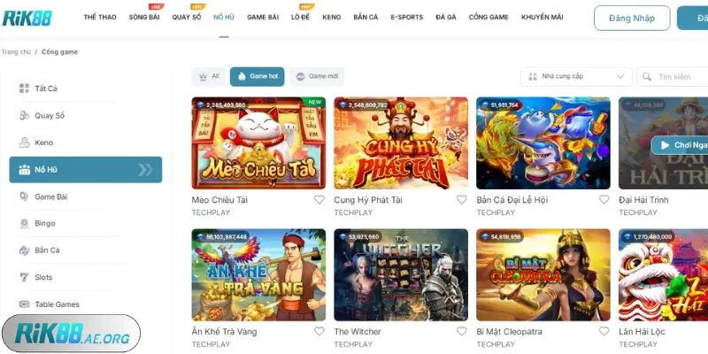 Danh mục slots đa dạng