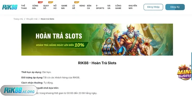 KM hoàn trả Rik88