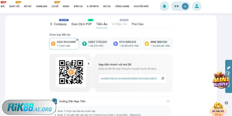 Rik88 hướng dẫn 4 phương pháp nạp tiền cược thủ cần biết